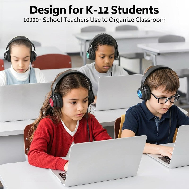 30 Pack Classroom Headphones Wired with Mic for Students K-12 Chromebook Tablet1