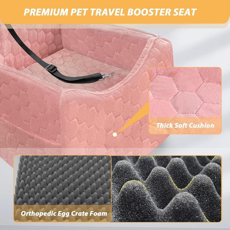 Dog Car Seat Small/Medium Dogs up to 35lbs Memory Foam Washable Cover Pink4