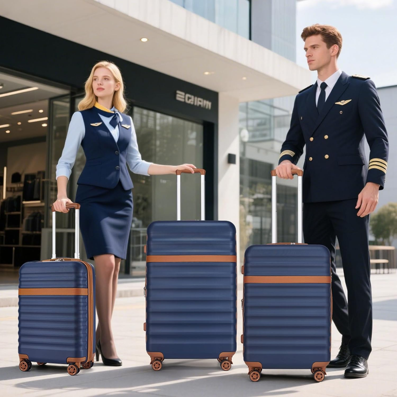28 Inch Expandable Hardside Luggage ABS PC TSA Lock Suitcase Navy6