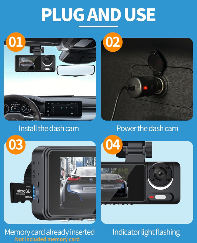 Dual Channel Dash Cam with WiFi, Night Vision, 170° Wide Angle & G Sensor6