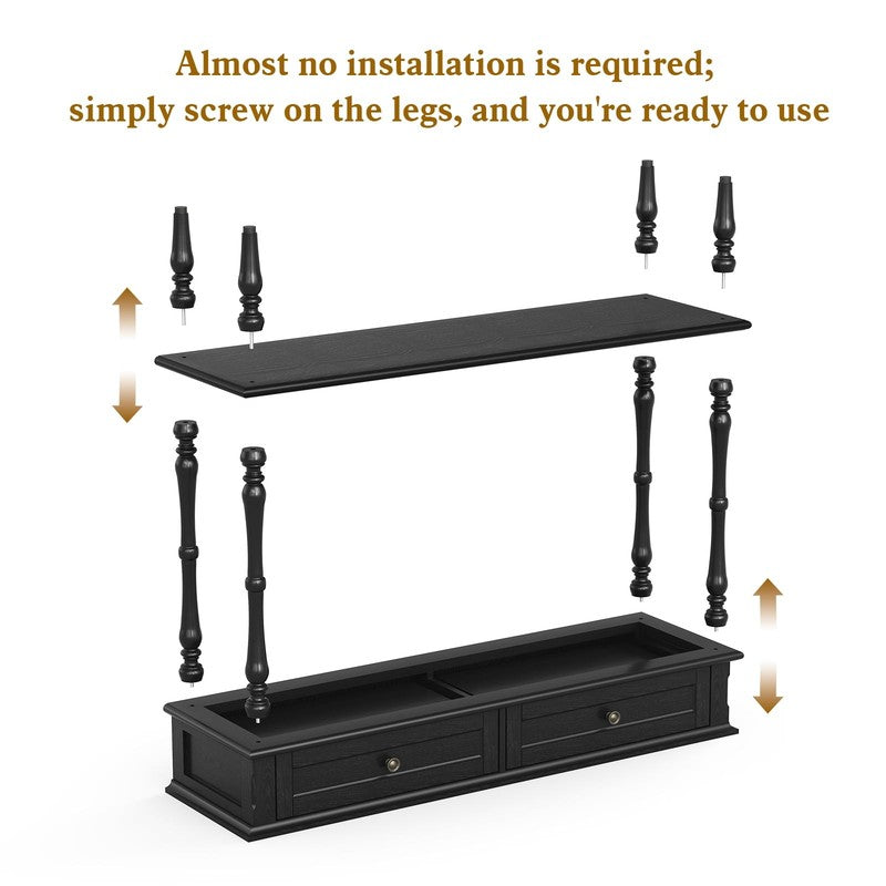 40” Modern Console Table Entryway Sofa Table w/ 2 Drawers Black7