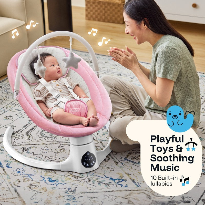 Baby Swing for Girl with Remote Control, 5 Sway Speed, 10 Lullabies, Pink9