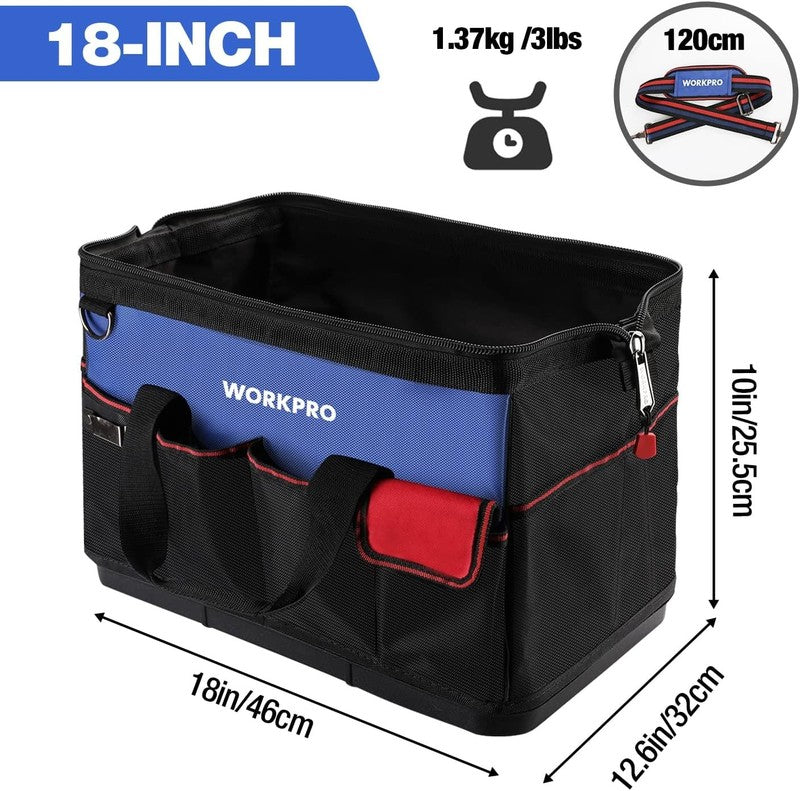 18" Tool Bag Waterproof Molded Base 20-Pocket Open Top Organizer with Strap1