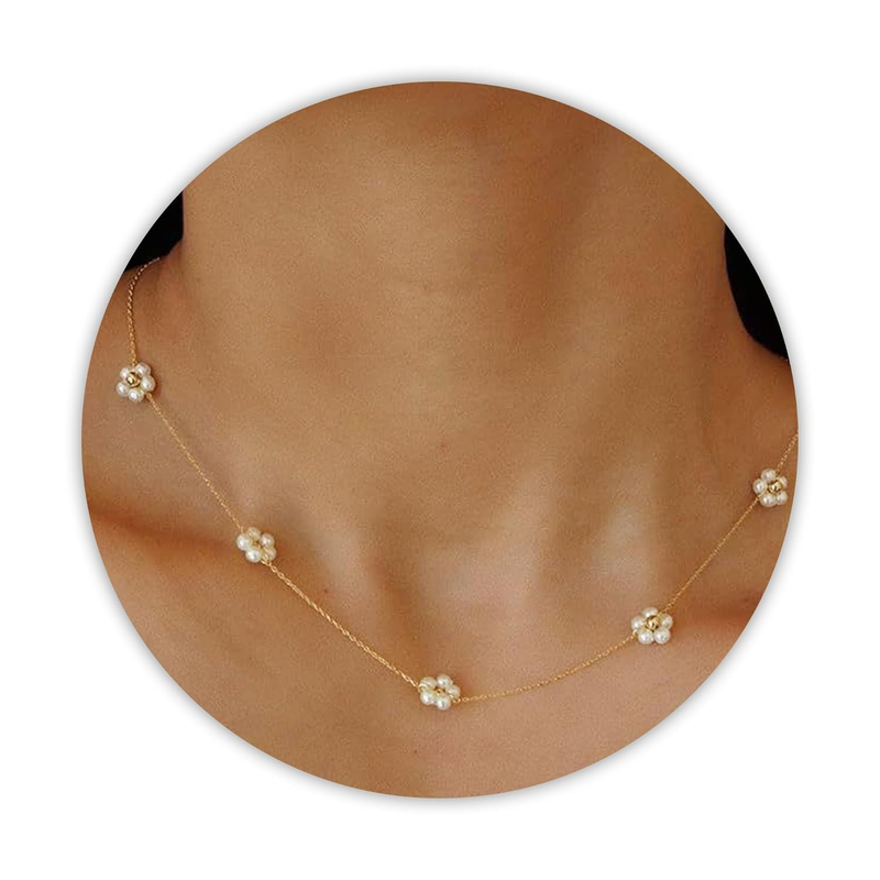 Pearl Necklace for Women, Gold Plated Stainless Steel0