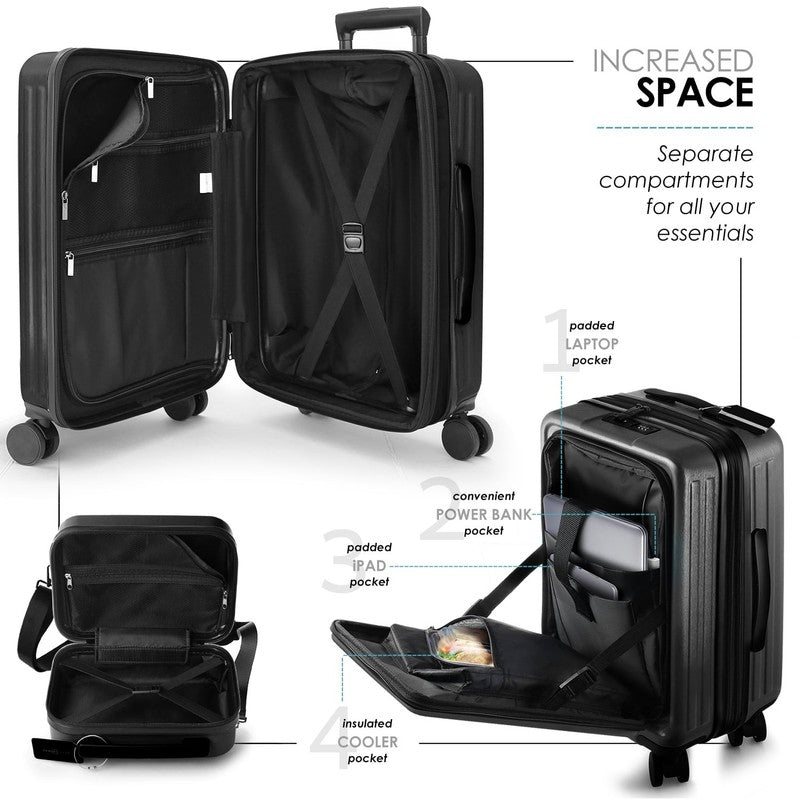 22" Hardside Carry on Luggage 22X14X9 Airline Approved and Expandable Luggage, F3