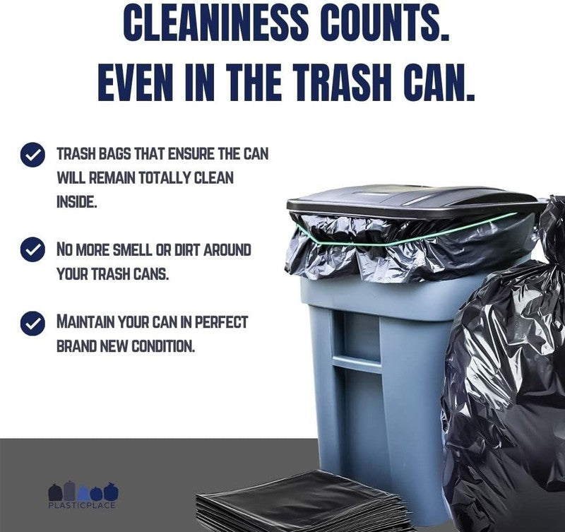 64-65 Gallon Heavy Duty Black Trash Bags 25 Count Industrial Strength4