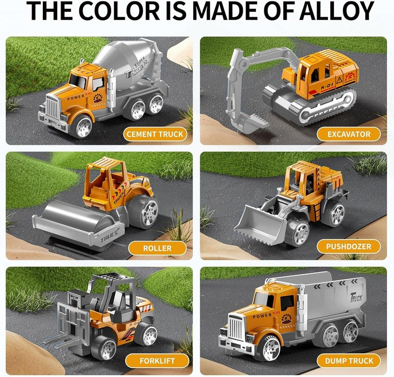 Toddler Boys Construction Truck Vehicle Toy Set with Play Mat and Die-Cast Toy C4