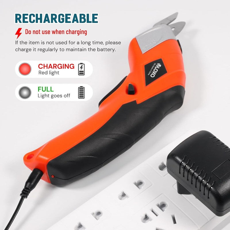 Rechargeable Cordless Electric Scissors for Fabric, Cardboard & Crafts - Orange7