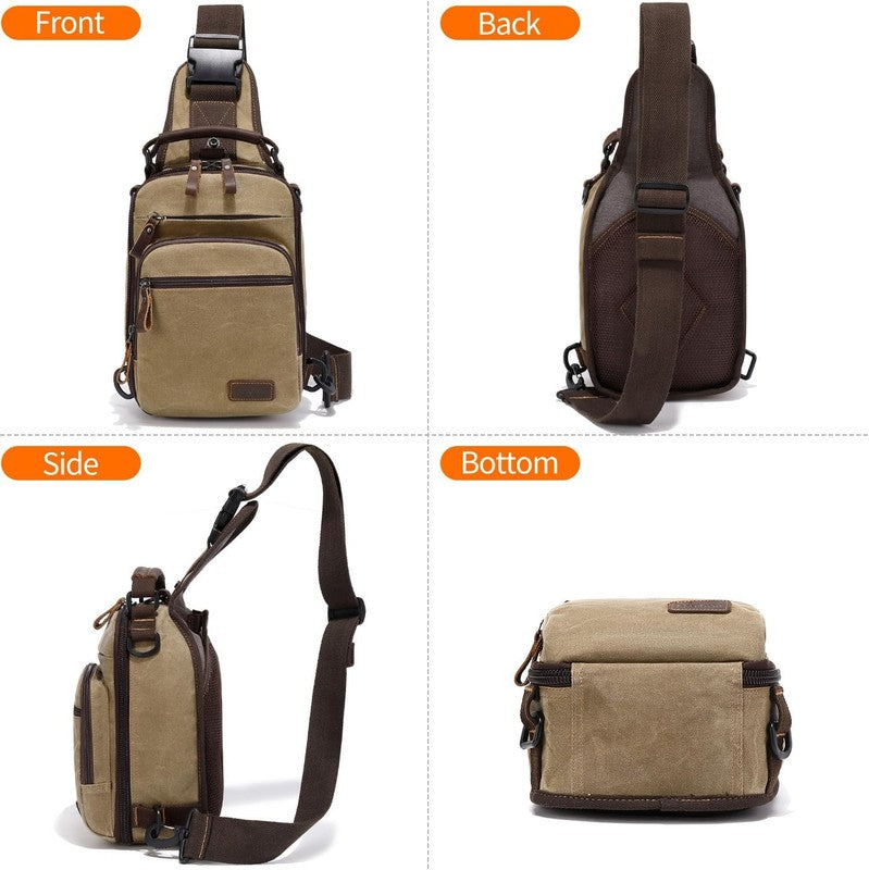 Nerlion Sling Bag Men Waxed Canvas Crossbody Chest Bag Water Resistant Daypack8