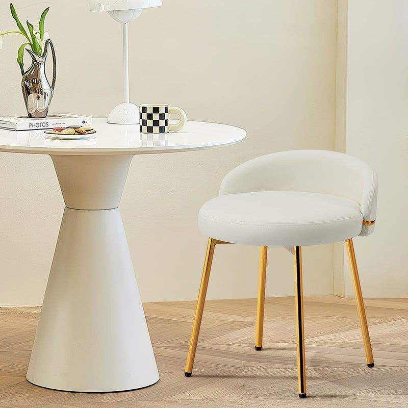 Modern Vanity Makeup Chair White Faux Leather Small Accent Stool9