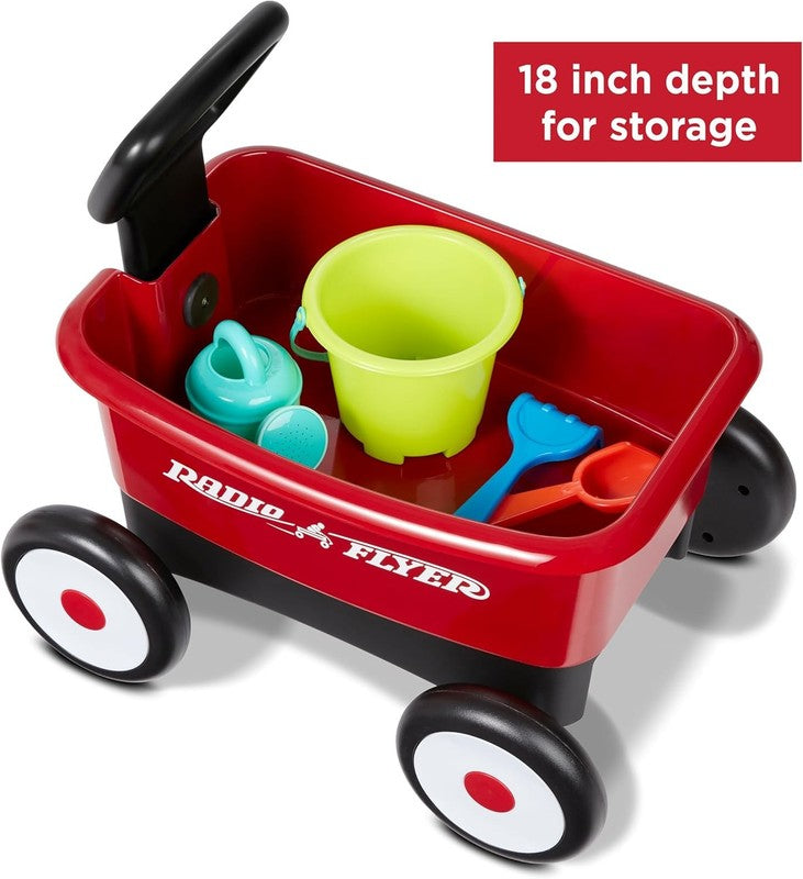 My 1st Wagon 2 in 1 Toddler Walker & Pull Wagon w/ Beach Garden Tools Red8