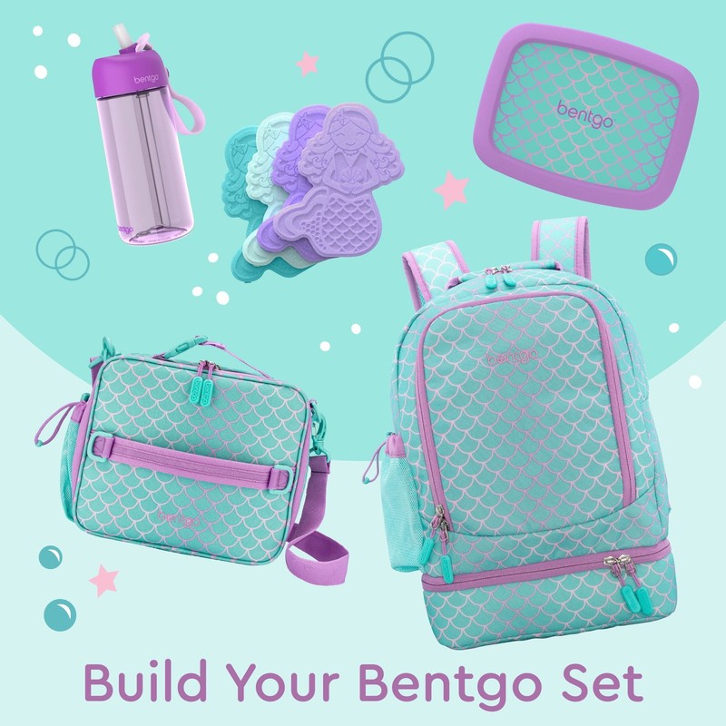 Kids Prints 2 In 1 Backpack & Insulated Lunch Bag   Teal Mermaid5