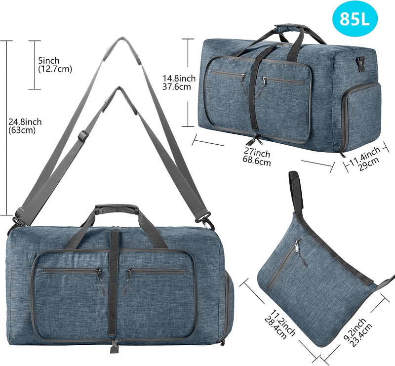 65L 85L 115L Foldable Travel Duffle Bag Water Resistant Weekender Shoe Pocket1