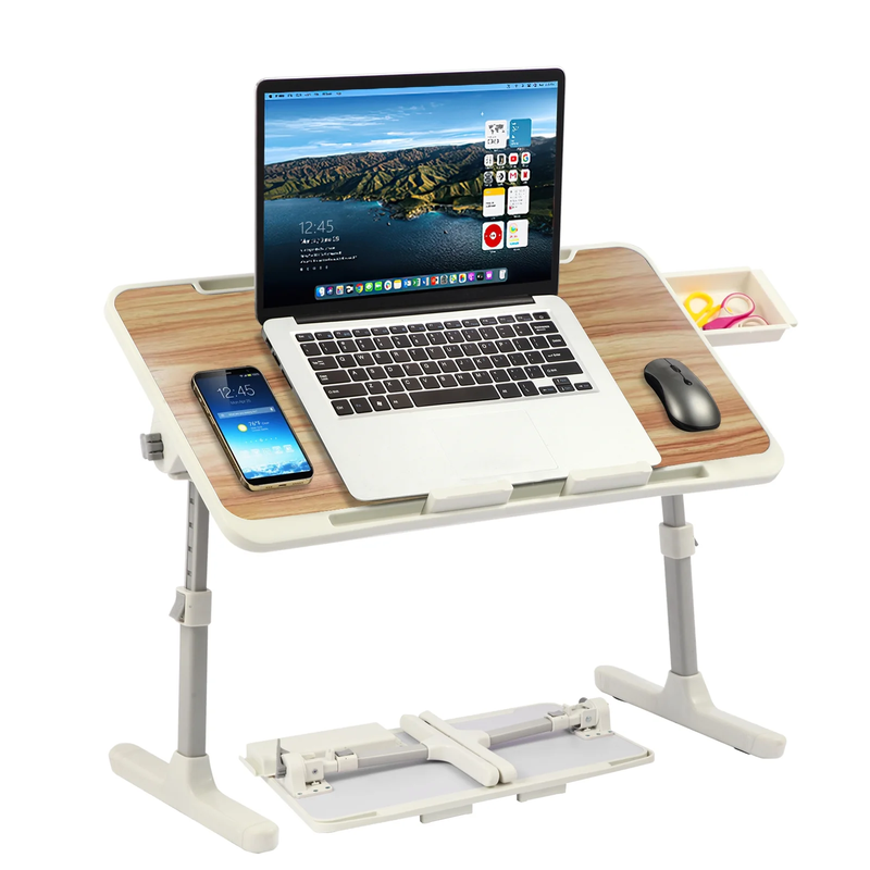 Height & Angle Adjustable Lap Desk Foldable Laptop Stand Bed Tray Walnut9