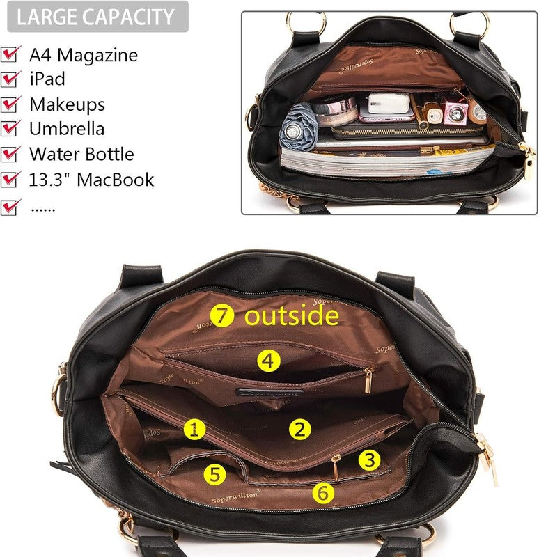 Women Fashion Handbag Set 4PCS Shoulder Bag Satchel Hobo Tote Purse5