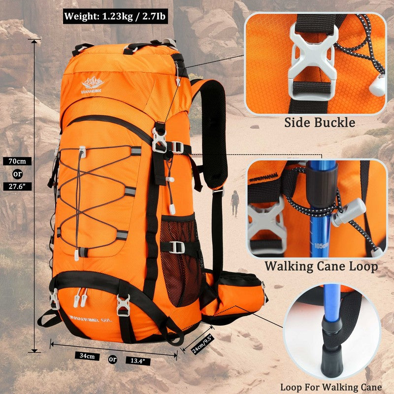 60L Travel Hiking Camping Backpack with Rain Cover, Backpack Water Resistant,Cli1