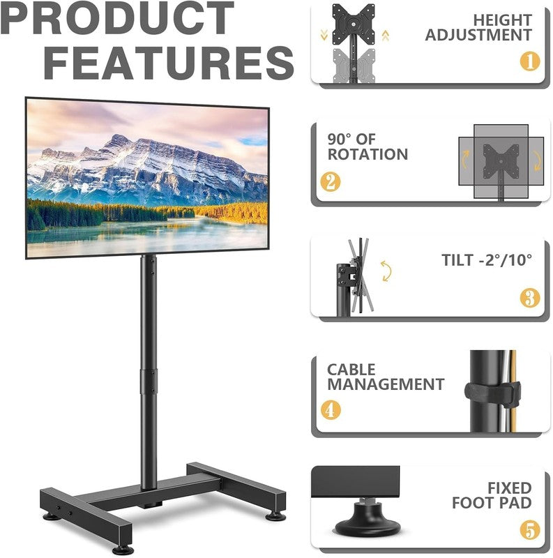 TV Floor Stand for 13–50" LCD LED Flat/Curved TVs, Height Adjustable Mount5