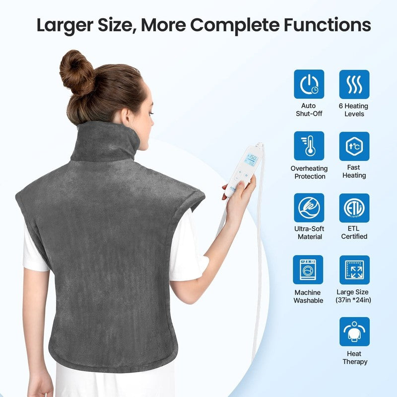 "24X37" Shoulder Heating Pad for Back Pain Relief, Electric Large Heating Pad fo1