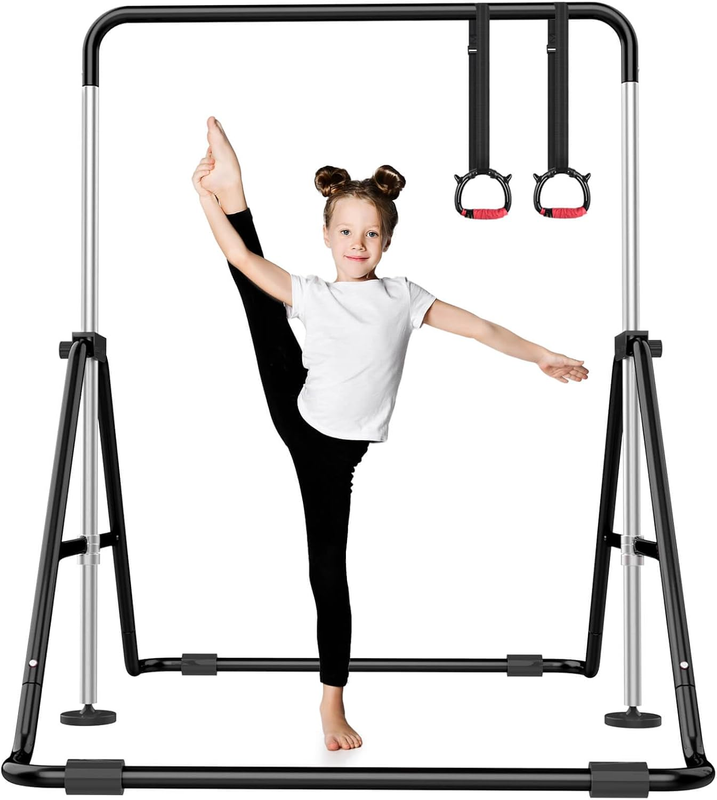 Foldable Kids Gymnastics Bar 5 Height Adjustable Indoor/Outdoor 140lb Limit6