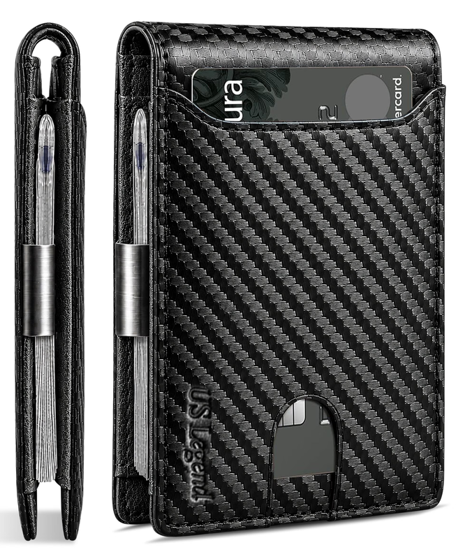 Men's Slim Leather RFID Money Clip Wallet Bifold Front Pocket 10 Card Slots10