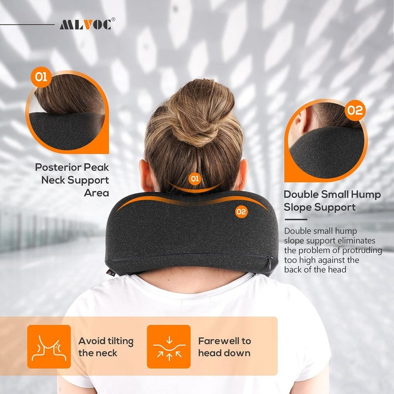 Memory Foam Travel Neck Pillow Kit w/ Eye Mask, Earplugs, Bag – Black4