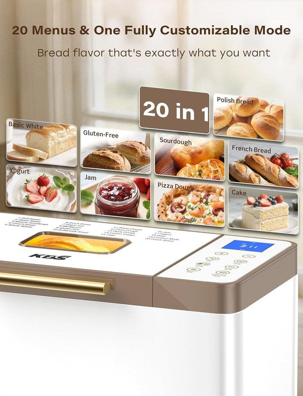 20-in-1 Bread Maker 2LB 650W w/ Ceramic Pan Gluten Free Timer1