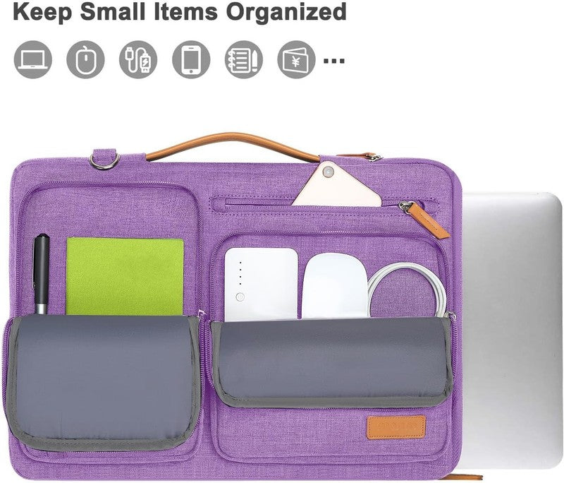 15.6 Inch Laptop Shoulder Bag 360 Protective Messenger 4 Zipper Pockets3
