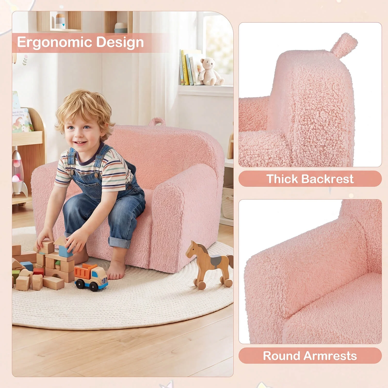 Kids Couch Portable Toddler Sofa with Handle Anti Slip Base Removable Comfy Chai5