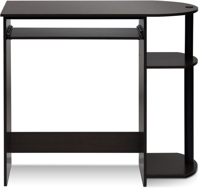 Simplistic Easy Assembly Computer Desk, with Keyboard Tray, Dark Brown/Black4