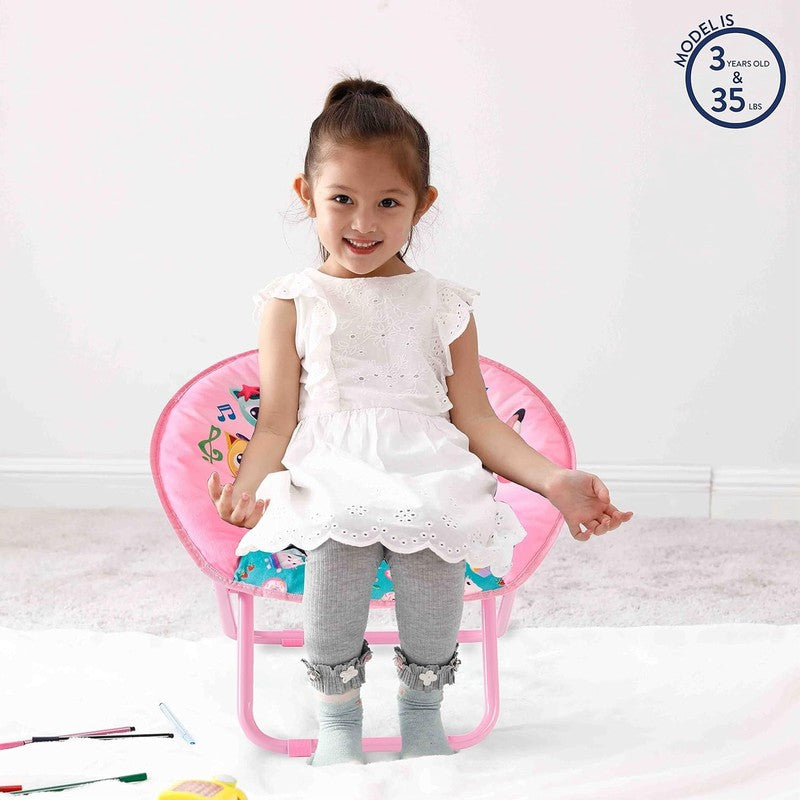 Gabbys Dollhouse 19” Toddler Saucer Chair Folding Kids Seat Cushion 3+1