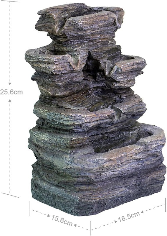 5-Tier Cascading Tabletop Fountain LED Indoor Waterfall Dark Gray Decor3