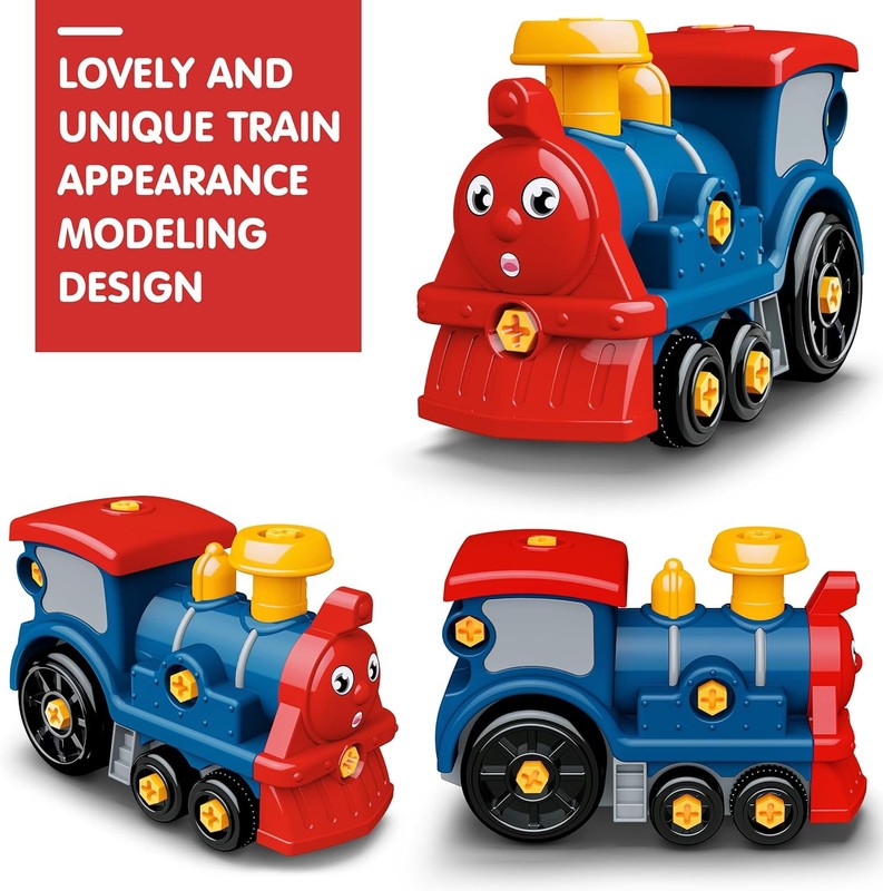 Toddler Take Apart Toy Set with Electric Drill, DIY Electric Train Assembly, STE2