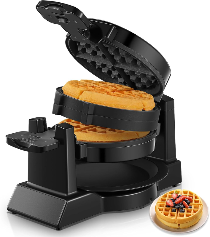 Double Belgian Waffle Maker 1400W Flip Iron Nonstick 8 Slice Black9