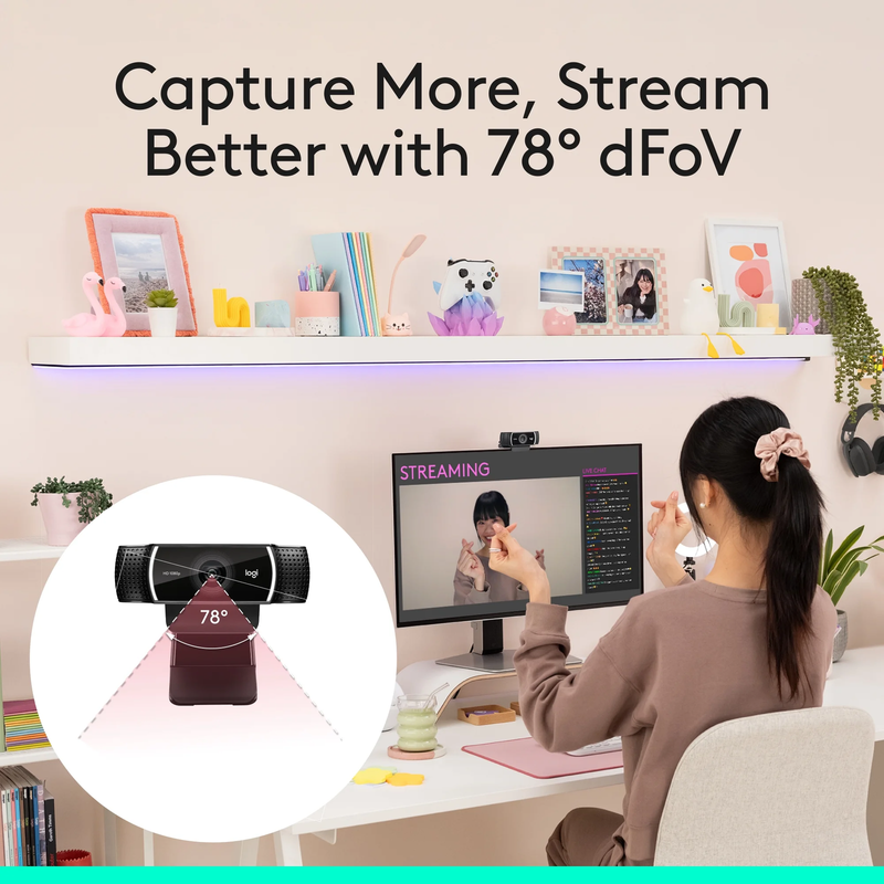 Pro Stream Webcam, 30 Fps at 1080P, Autofocus, Omni Directional Microphones9