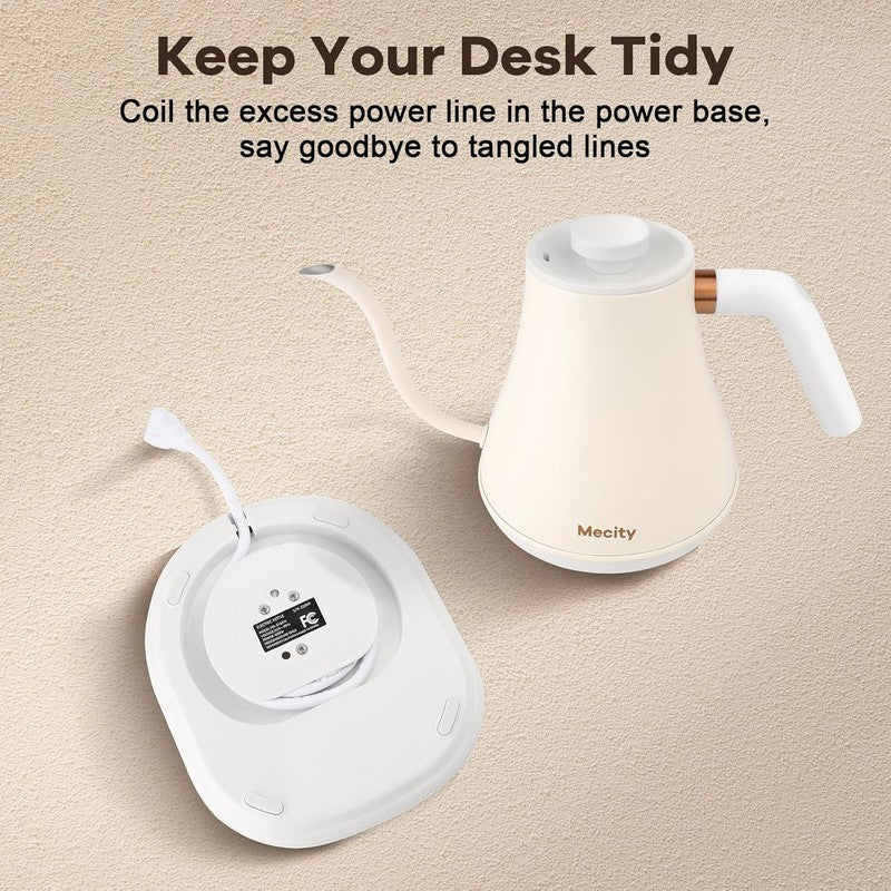 Gooseneck Electric Kettle 0.8L 1200W LCD Temp Control Keep Warm Off White8