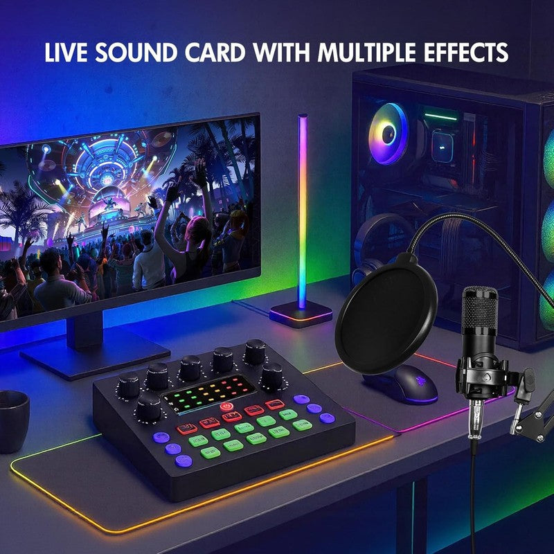 Podcast Bundle BM 800 Mic & V8S Sound Card Recording Studio Kit Streaming1