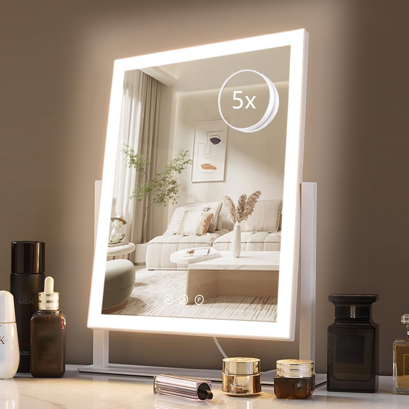 Hollywood Vanity Mirror with Lights, 3 Color Modes, 5X Magnifier, Touch, 360°9