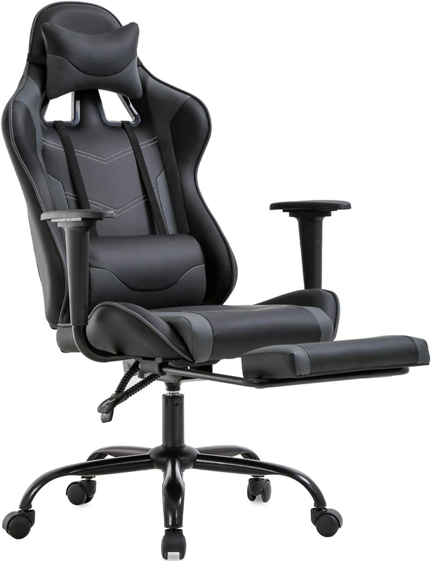 Ergonomic High-Back Gaming Chair with Lumbar Support - Grey PU Leather8