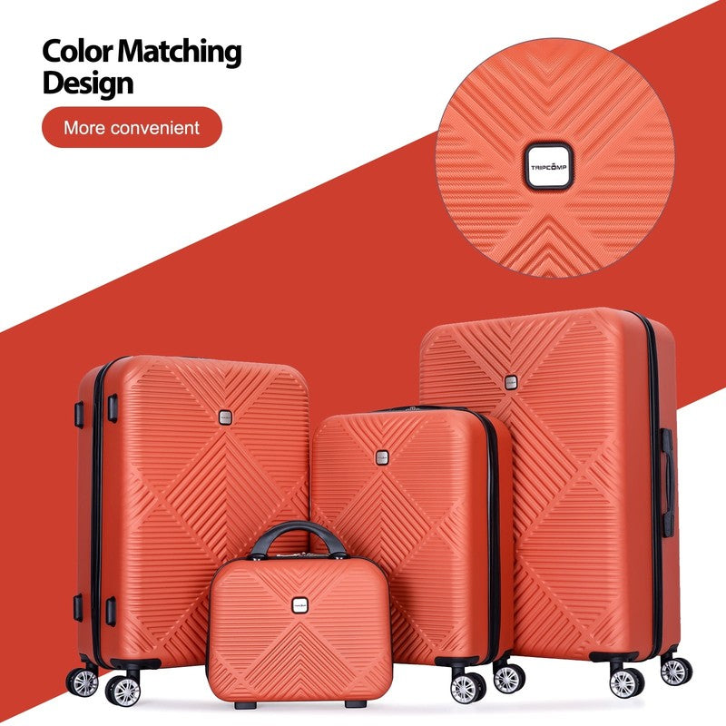 4 Piece Hardside Luggage Set with Spinner Wheels   Dark Orange Suitcases3