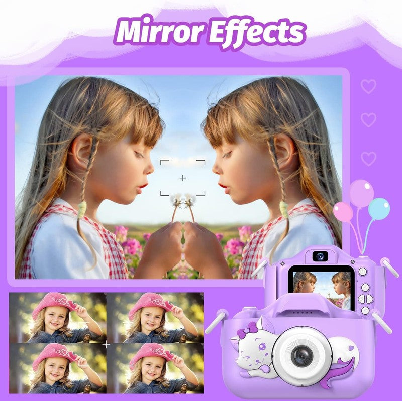 Kids Selfie Digital Camera Toy w/ Protective Cover 32GB SD Card Ages 3 95