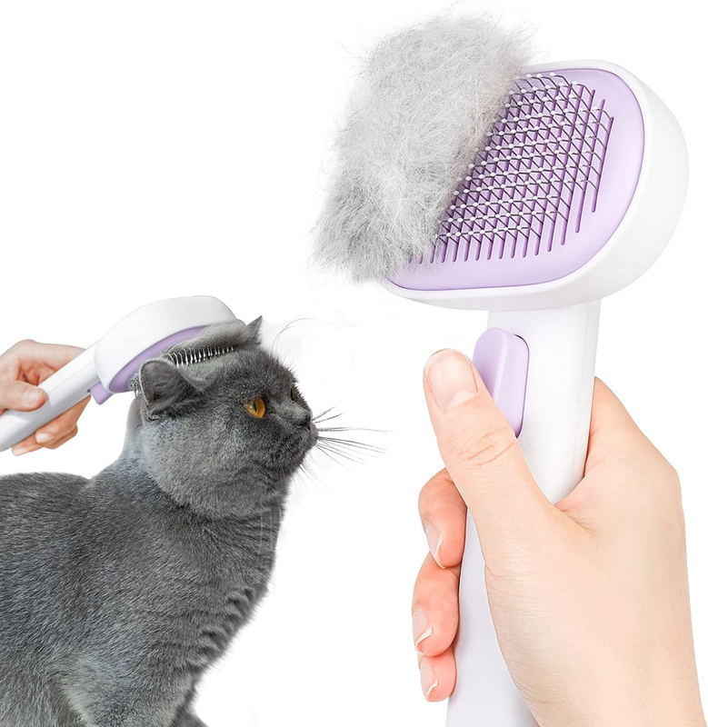 Cat Dog Grooming Brush Shedding Loose Fur Long Short Hair Pets Purple Pet Brush10