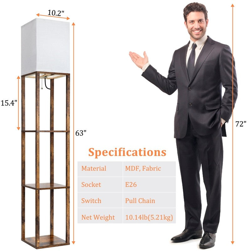 Dimmable Wood Floor Lamp with Shelves, Modern Standing Lamp for Living Room4