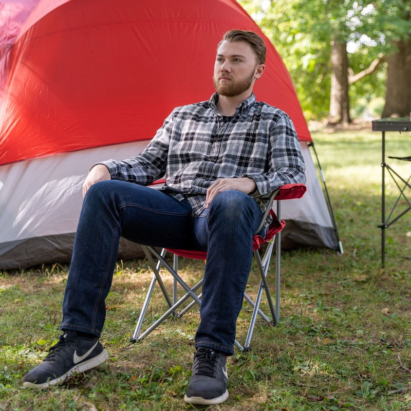 Quad Folding Camp Chair with Cup Holder, Red1