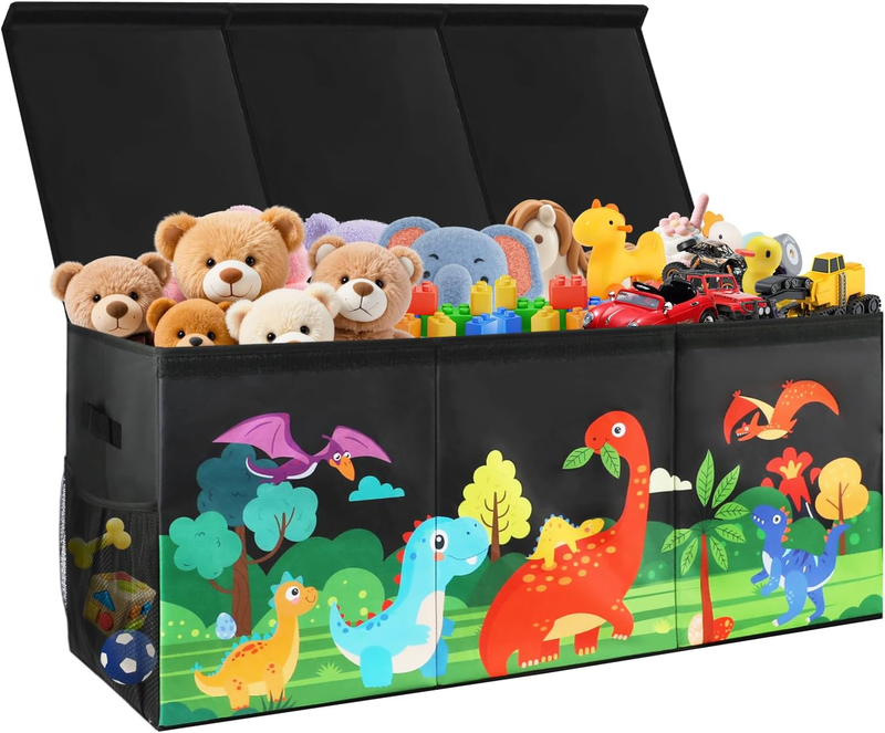 Extra Large Kids Toy Box Foldable Dinosaur Storage Bin Organizer Black9