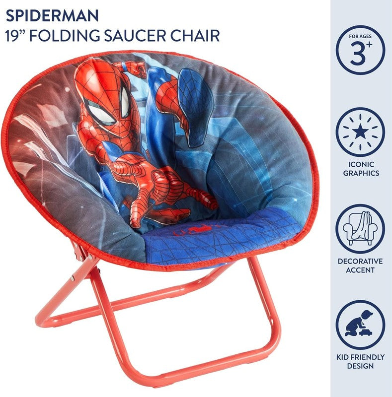 Spider Man 19” Folding Toddler Saucer Chair w/ Cushion Kids 3+3