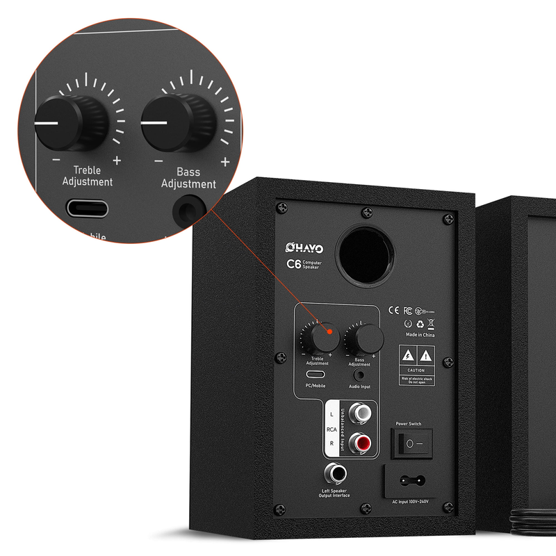 Ortiza 60W Bluetooth 5.3 Computer Speakers USB PC Laptop AUX RCA Black2