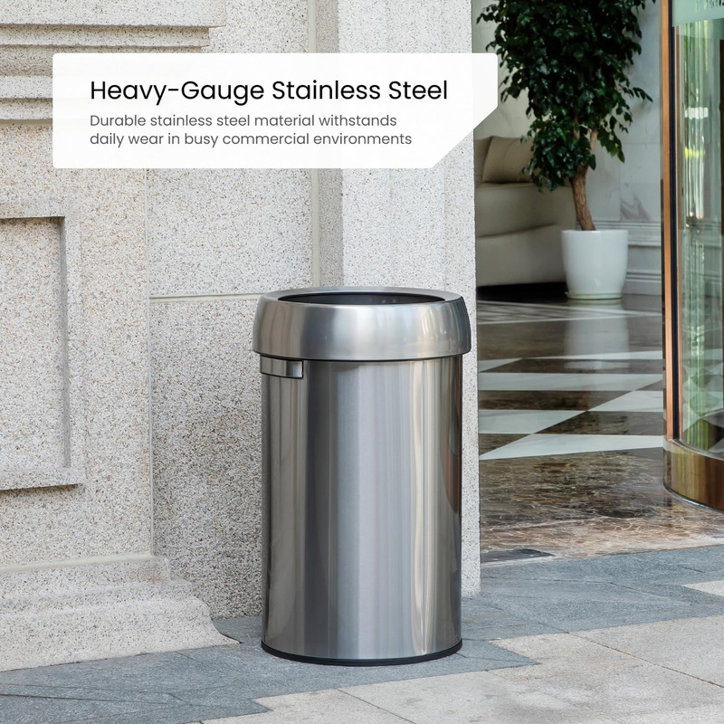 16 Gallon Open Top Trash Can for Commercial and Office Use, round Design, Silver1