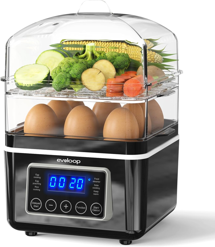 2 Tier Electric Food Steamer 4QT Digital Veggie & Egg Cooker BPA Free Auto Off0