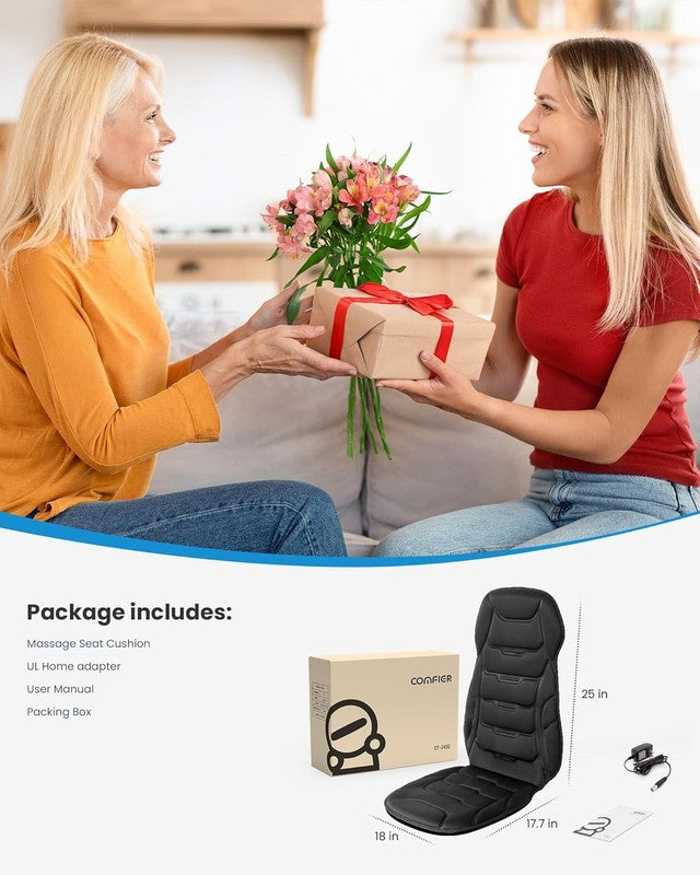 Back Massager Seat Cushion w/ Heat Vibration 8 Nodes 5 Modes Chair Pad7