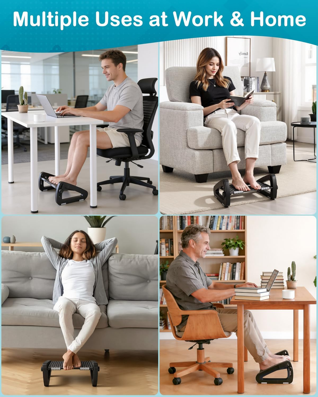 Under Desk Foot Rest Ergonomic Adjustable Stool Massager Office Support Chair5